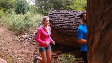 couple jogging on dirt track