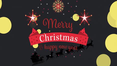 animation of christmas greetings text over christmas decorations