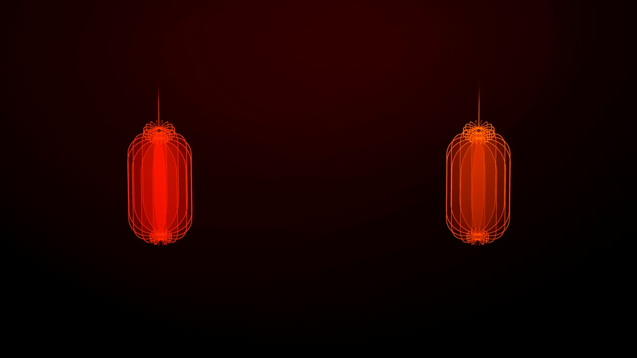 3D isometric virtual transparency Chinese lantern moving rotate, Celebrate new year festival concept design on red gradients background, seamless looping animation 4K with copy space
