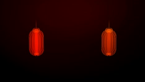 3d isometric virtual transparency chinese lantern moving rotate, celebrate new year festival concept design on red gradients background, seamless looping animation 4k with copy space