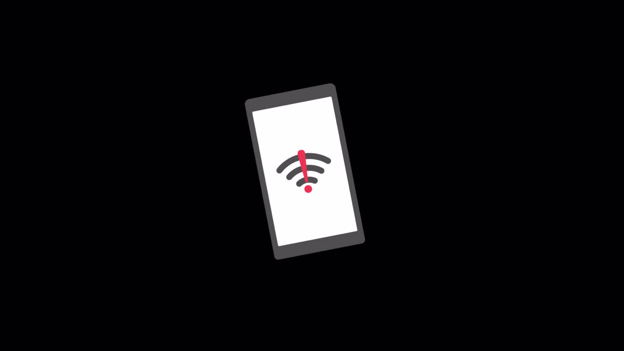 Smartphone animato che mostra errore di connessione Wi-Fi