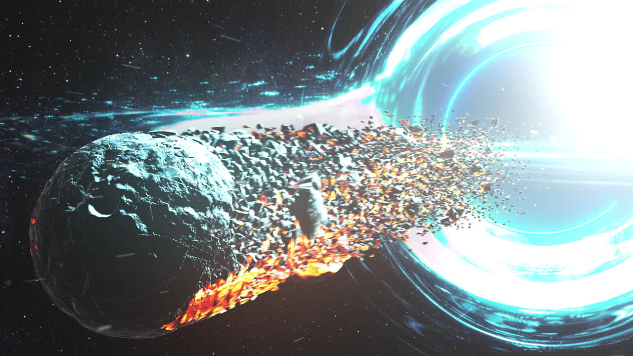 A planet being consumed by a black hole