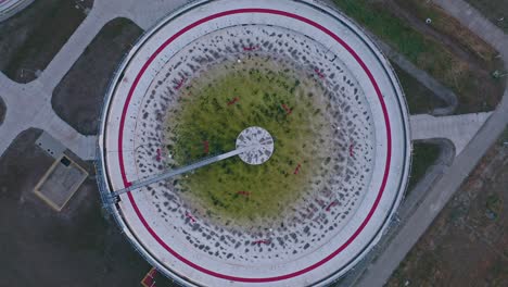 top view of a circular clarifier in wastewater treatment plant in poland