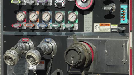 fire trucks pressure gauges and levers for pressurizing water on a gatineau fire truck