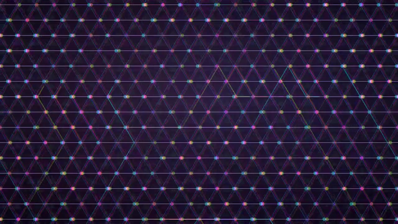Vibrant geometric patterns, abstract modern digital grid, colorful glowing data points and structured line networks, loopable animation