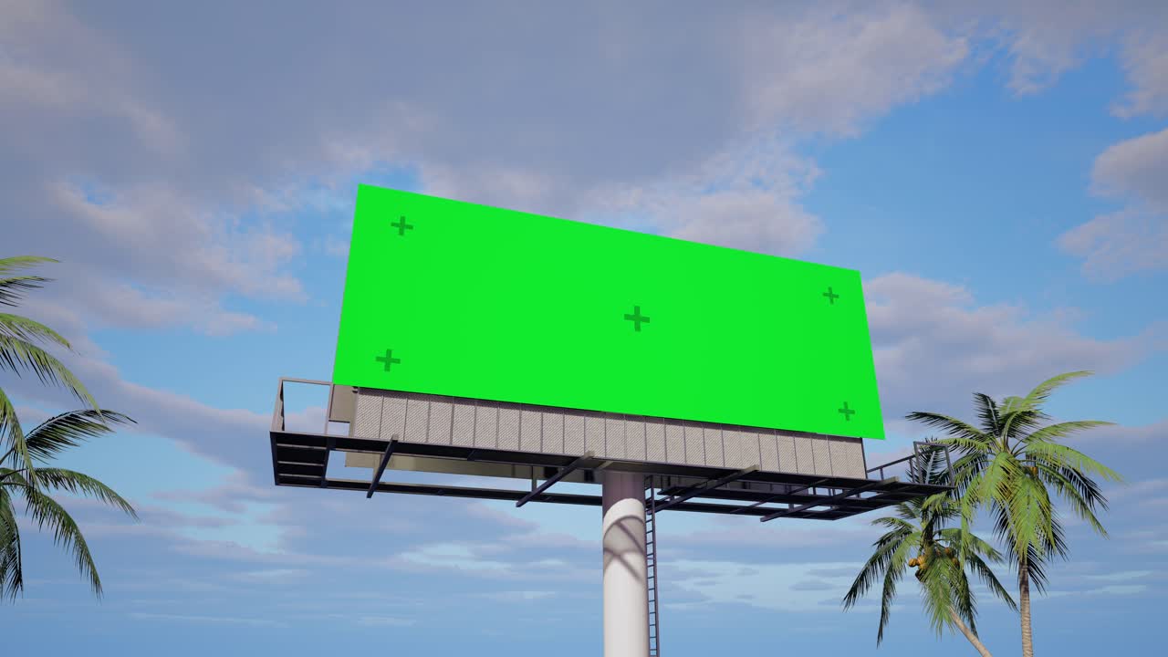 Billboard with Green Screen in a Tropical Setting