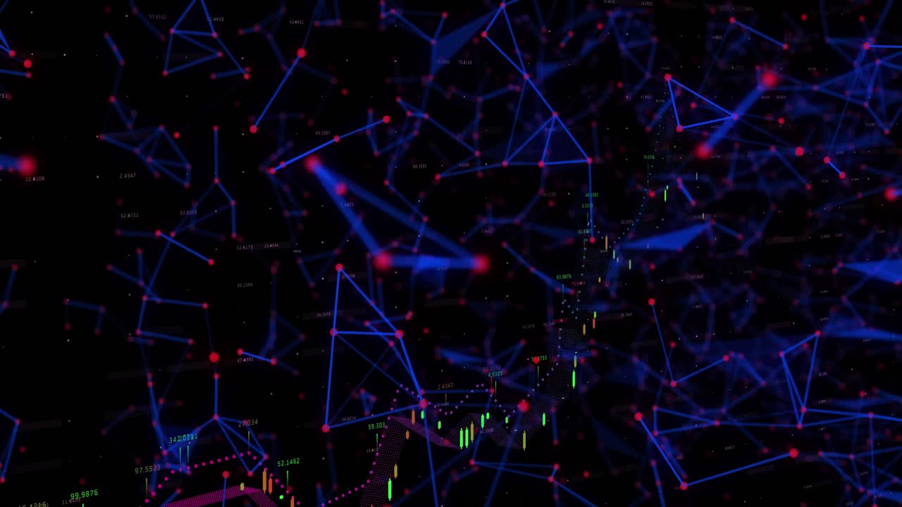 Animation of network of connections and data processing