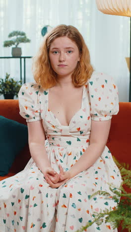 pretty woman girl asking why what reason of failure demonstrating disbelief irritation by troubles