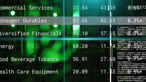 collecting data text animation over green digital code and interface elements