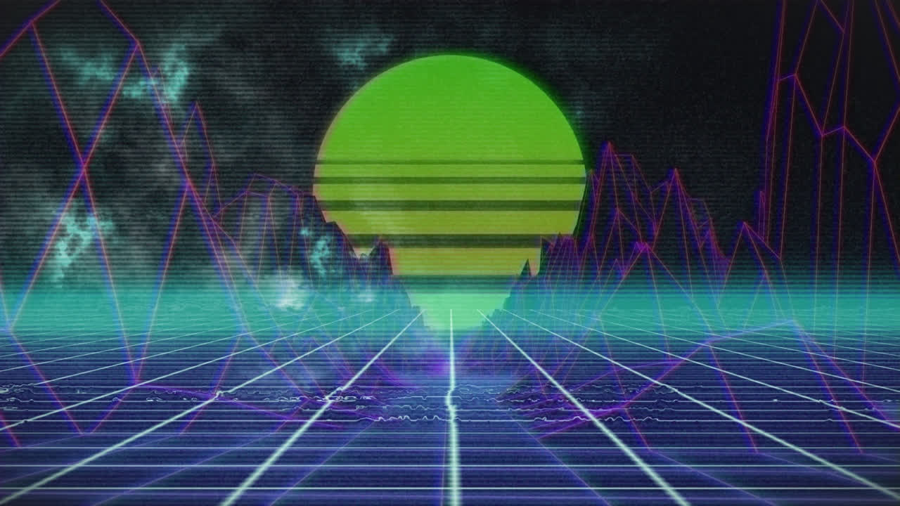 텍스트, 네온 모양 및 데이터 처리에서 승리하는 애니메이션