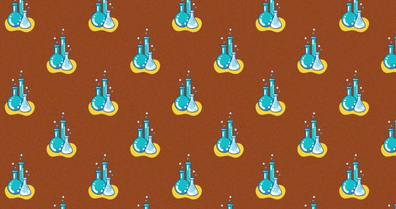 Animation of several scientific equipment moving on a brown background