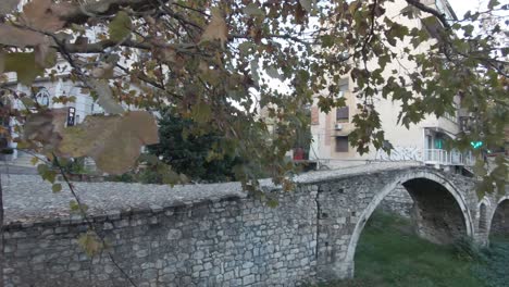 Pan-revealing-Tanners'-Bridge-in-Tirana,-Albania---Pan-left-to-right-wide-shot