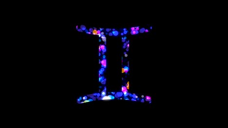 zodiac constellation bokeh light pattern design illustration isolated on black background, seamless looping animation 4k with copy space
