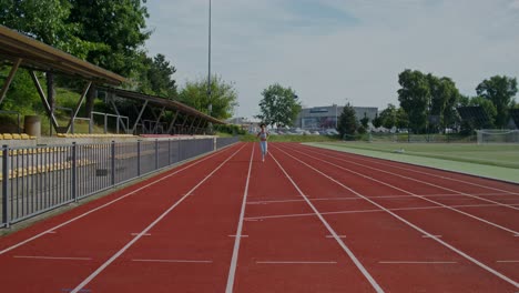 woman running on a track