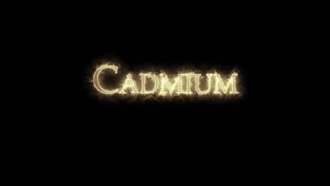 cadmium, chemical element, written with fire. loop