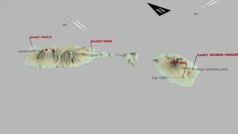 mapa del terreno en 3d de saint kitts y nevis