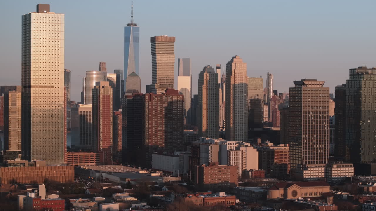 Jersey City e Manhattan ao pôr do sol