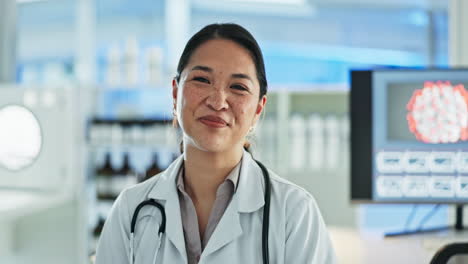 Scientist,-woman-and-face-in-a-laboratory