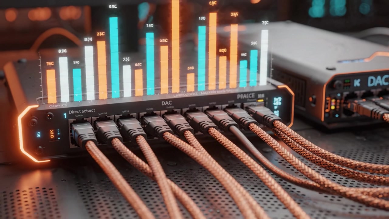 High-Tech Digital Signal Processors with Advanced Connections and Visual Displays Showcasing Audio Performance Metrics in a Sophisticated Setup
