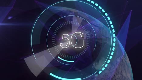 animation of 5g text, scope scanning and data processing