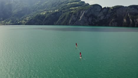 windsurfing on a mountain lake