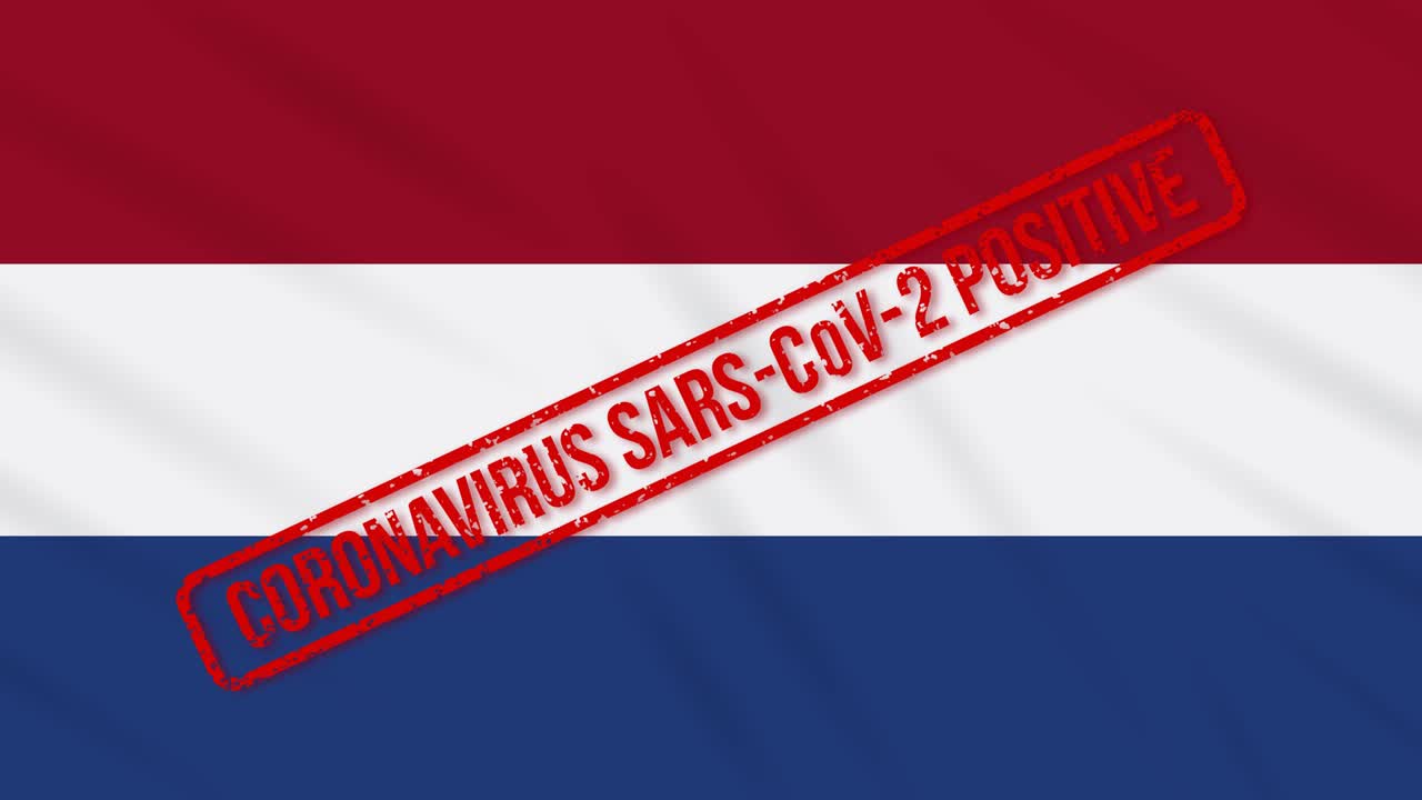 holanda balanceando la bandera estampada con respuesta positiva a la covid-19, bucle