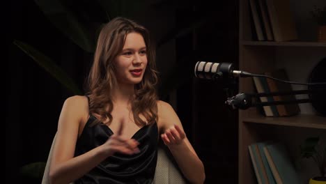 podcast interview with a young woman