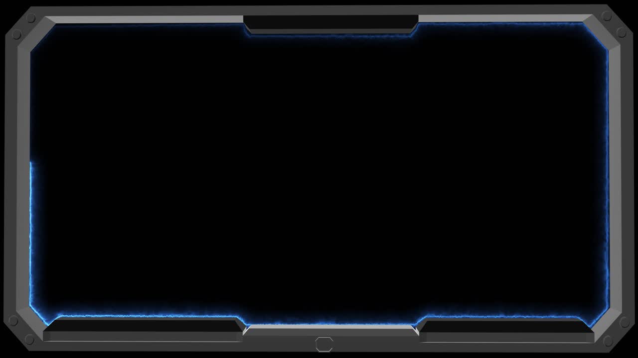 Futuristic tech interface with a glowing blue frame and abstract digital elements future interface