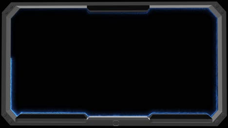 futuristic tech interface with a glowing blue frame and abstract digital elements future interface
