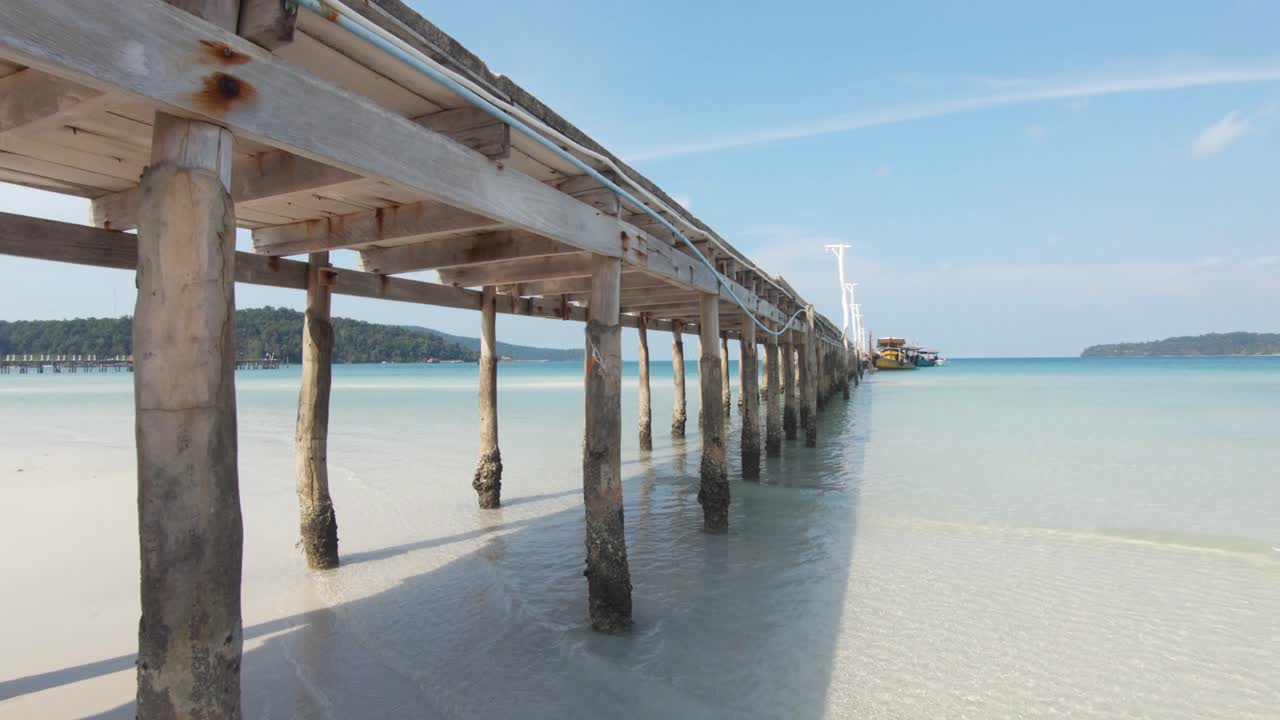 해변 목조 부두, koh rong samloem, 캄보디아