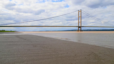 humber bridge seen from above: river, traffic, lincolnshire to humberside