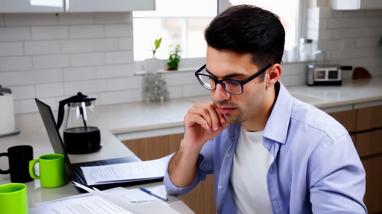 Young entrepreneur working in a home office setup.