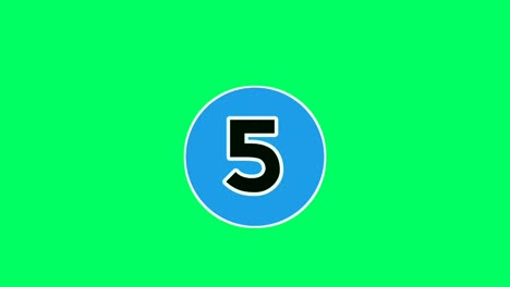 moving down cartoon number 5 five animation green screen.flat design cartoon number drop down animated images 4k