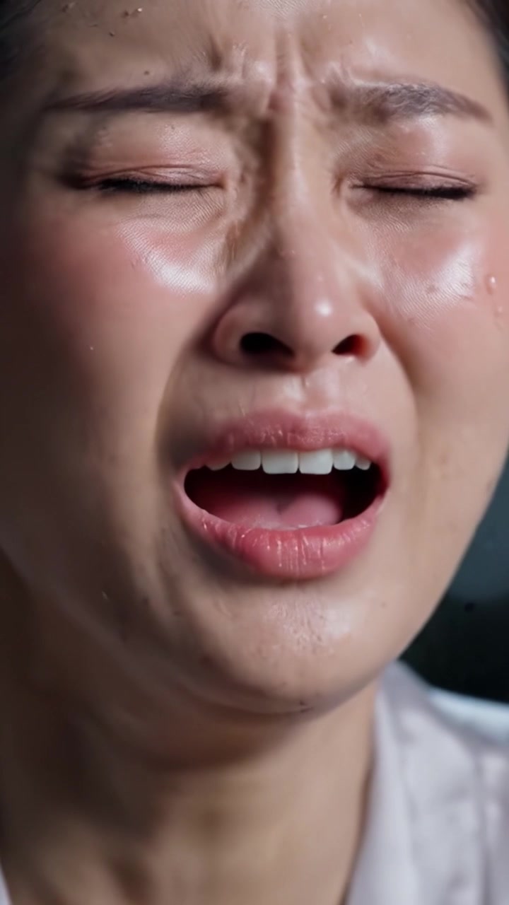A Raw Expression of Emotion: Capturing Intense Vulnerability and Deep Pain Through Tears and Sweat in a Powerful Moment of Distress