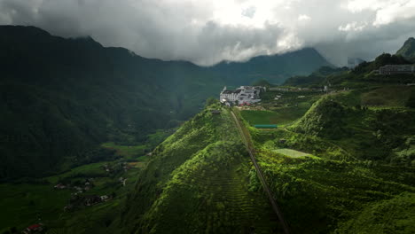 sun world fansipan legend, sapa, hoang lien mountain range, vietnam. aerial forward
