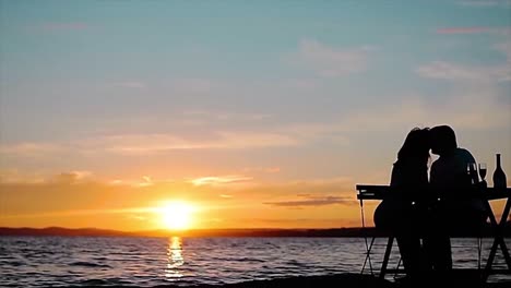 romantic sunset dinner by the sea