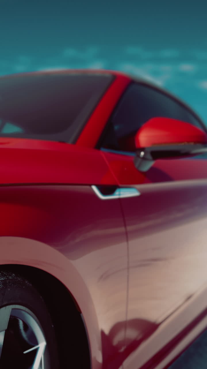 Red car parked on white salt flat under a clear blue sky | Premium ...
