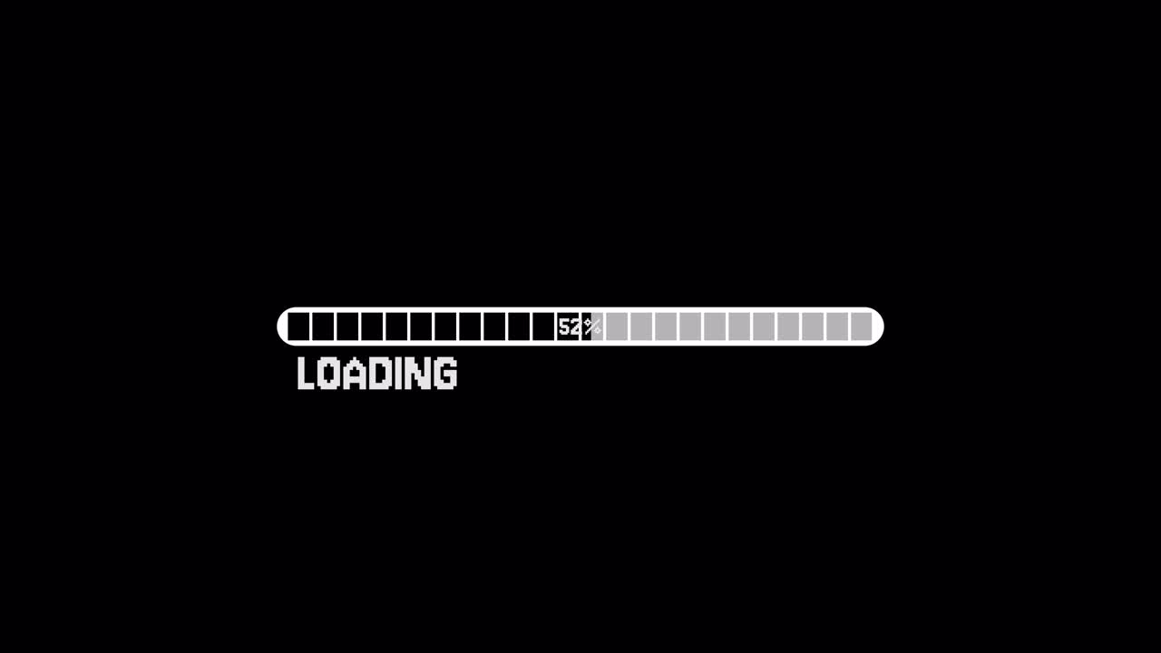 Pixelated Loading Bar Animation Completing Progress