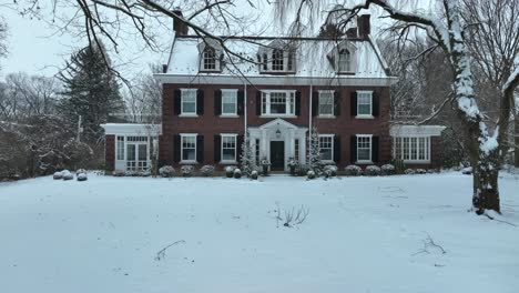 aerial shot of a large brick estate