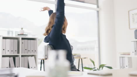 éxito,-Celebración-Y-Mujer-De-Negocios-Feliz