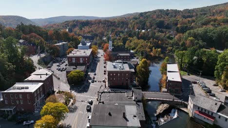 new england aerial over the river in springfield vermont