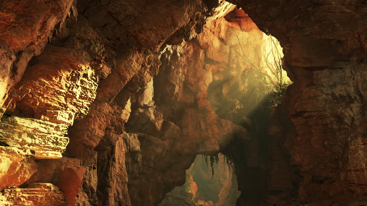 una luz brilla en una cueva