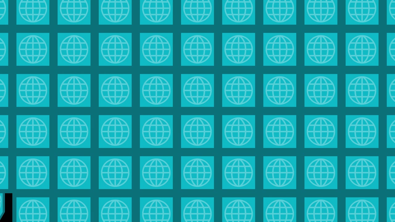 Teal Globe Pattern on a Gridded Cube