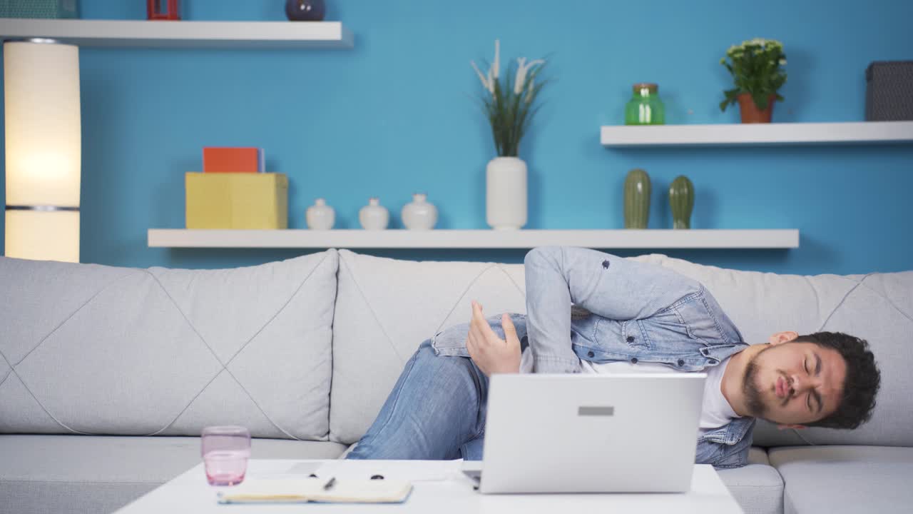 Man with stomachache.