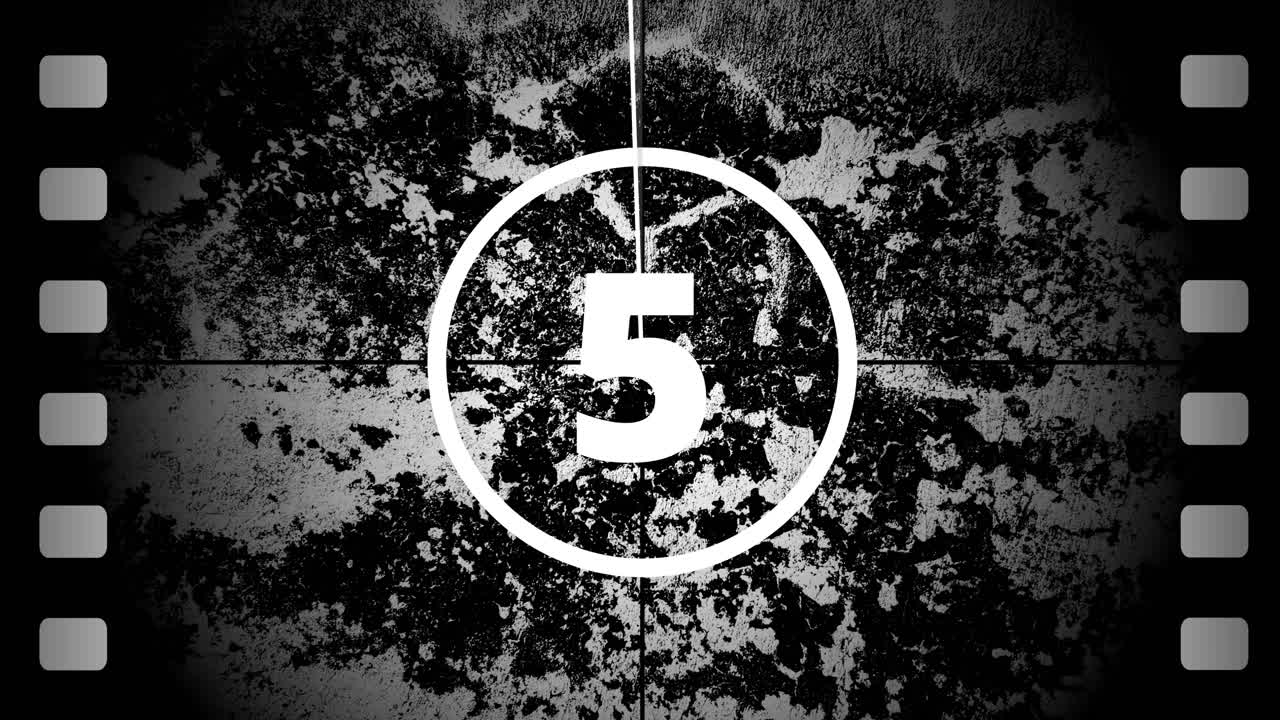 Vintage Film Countdown with Grunge Texture from Ten to One