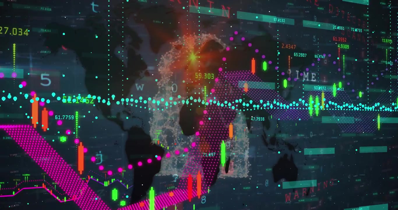 Animation of data processing over world map
