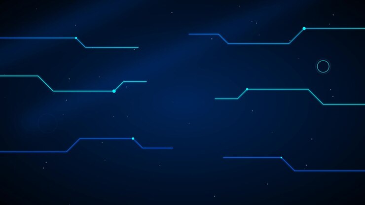 Linee di circuito digitale astratte che si connettono su sfondo blu scuro