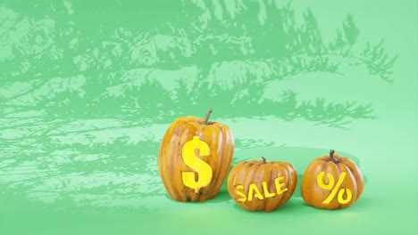 Oferta-De-Promoción-De-Halloween-A-La-Venta,-Banner-De-Campaña-Con-Calabazas-Y-Espacio-De-Copia