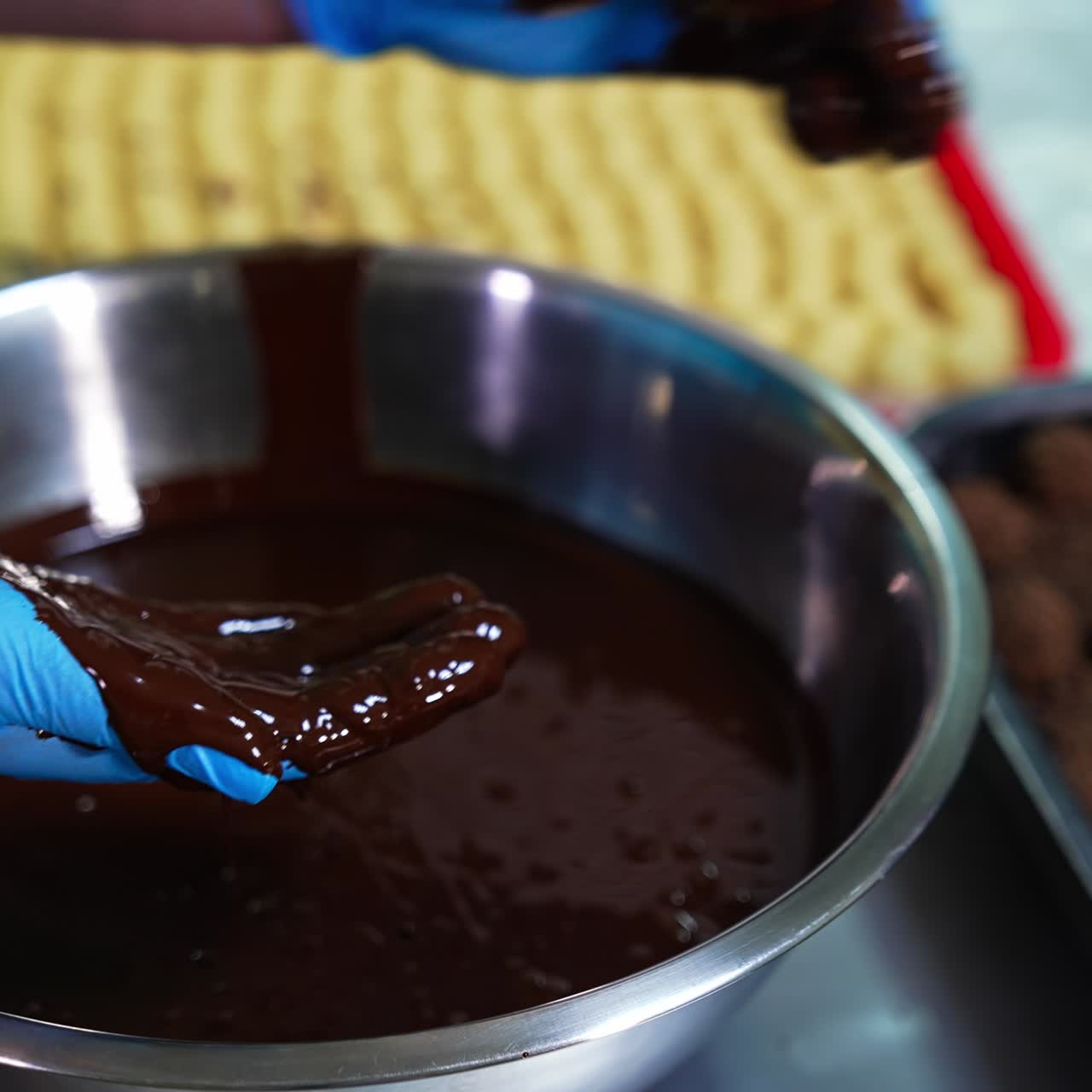 Dipping Pastries in Chocolate
