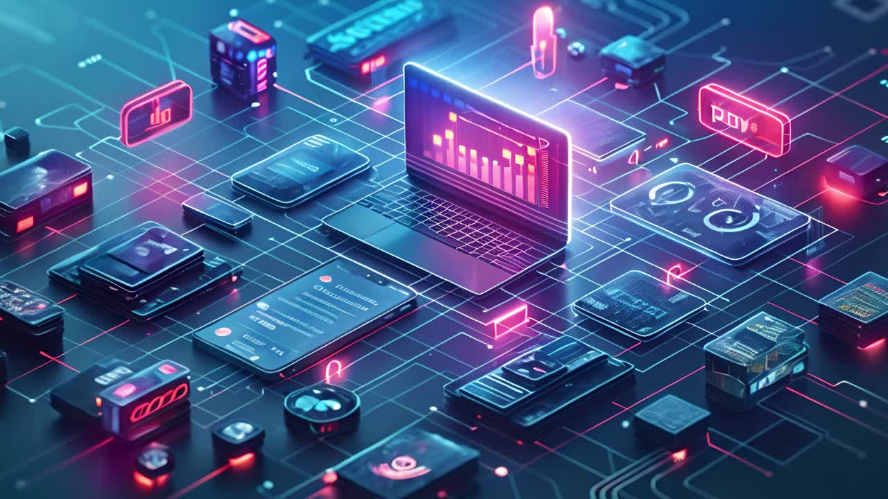 Futuristic Digital Network and Data Flow